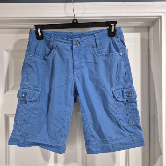 Kuhl Pants - Kuhl Shorts Womens 8 Blue Bermuda Splash‎ Cargo Hiking Utility Outdoor Camping
